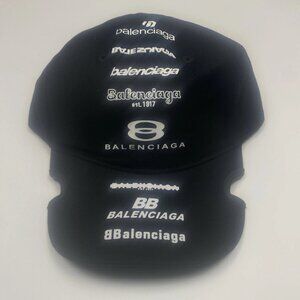 Balenciaga Black Multi Logo International One Size Cap - AUTHENTIC